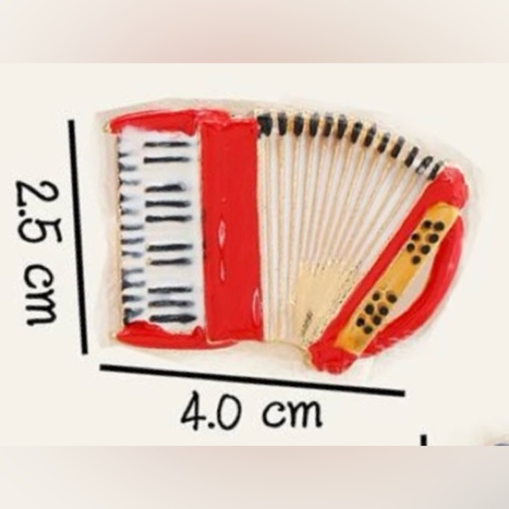 Accordion Red Brooch Coat Pin - Picture 4 of 4